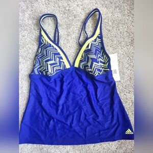NWT Adidas Women's Tankini Swim Top Navy/green Neon